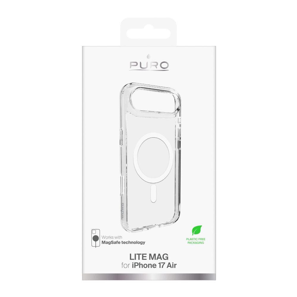 Puro Lite Mag TPU+PC Case Compatible with MagSafe for iPhone 17 Air - Transparent with White Ringeng
