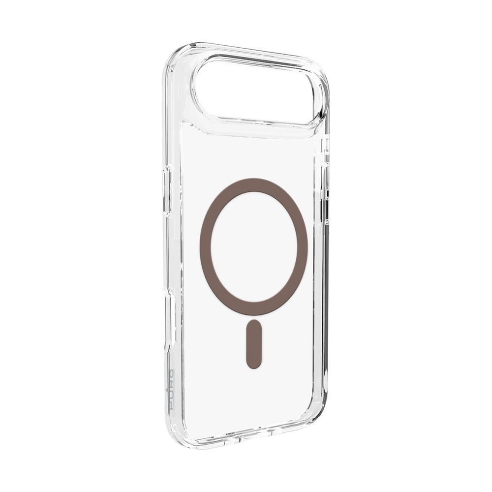 Puro Lite Mag TPU+PC Case Compatible with MagSafe for iPhone 17 Air - Transparent with Brown Ringeng