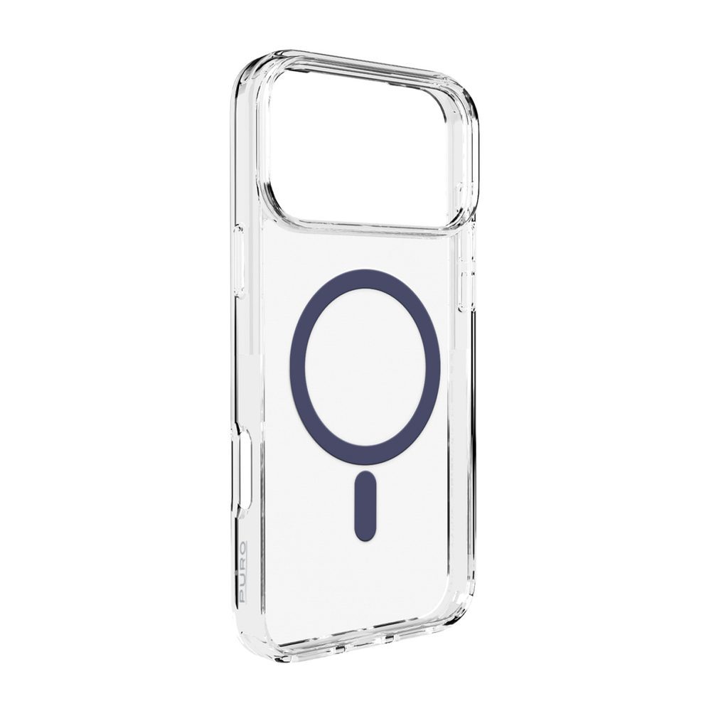 Puro Lite Mag TPU+PC Case Compatible with MagSafe for iPhone 17 Pro - Transparent with Blue Ringeng