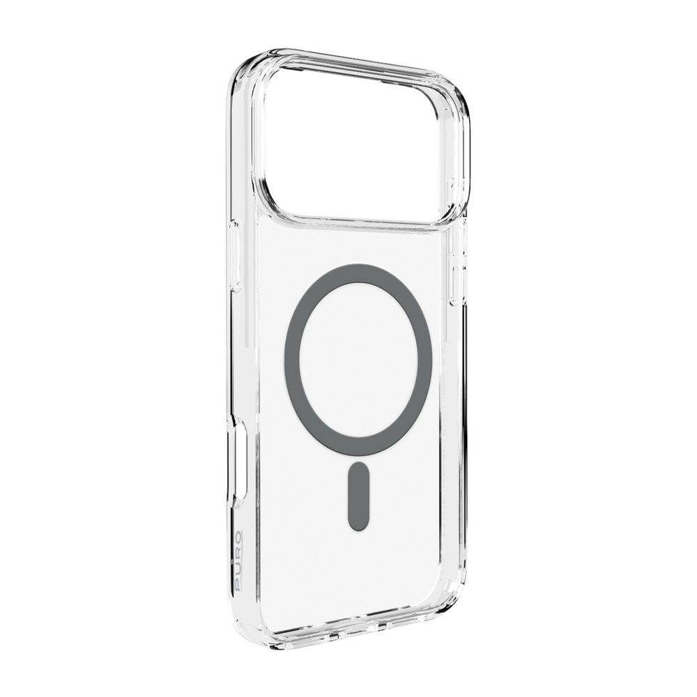 Puro Lite Mag TPU+PC Case Compatible with MagSafe for iPhone 17 Pro - Transparent with Gray Ringeng