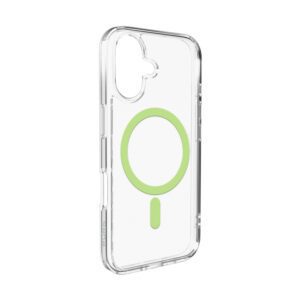 Puro Lite Mag TPU+PC Case Compatible with MagSafe for iPhone 17 - Transparent with Green Ringeng