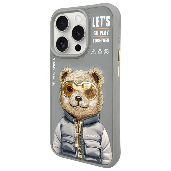 196379_2 Nimmy Cool&Cute 2.0 Bear Case for iPhone 15 Pro Max - Grayeng