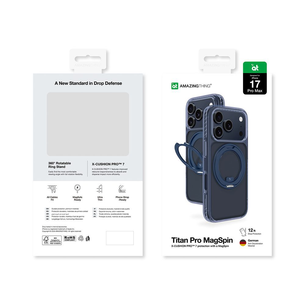 AmazingThing Titan Pro MagSpin Case for iPhone 17 Pro Max Compatible with MagSafe - Blueeng