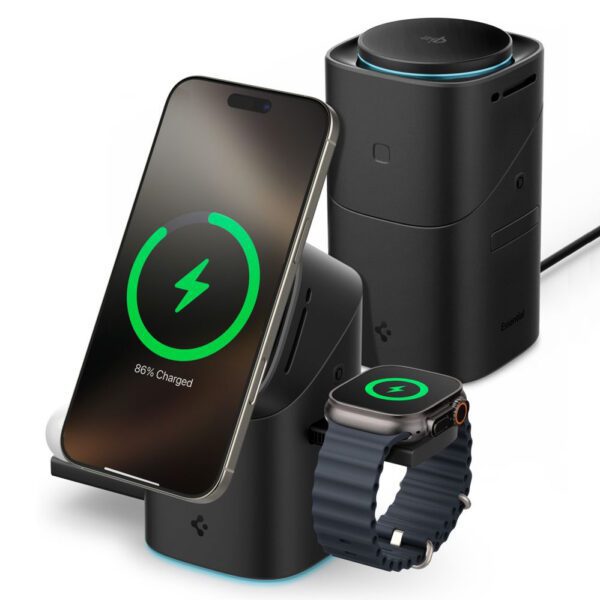 Spigen Essential EF223MS 3-in-1 QI2 Wireless Charger - Blackeng