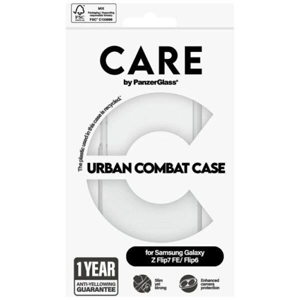 CARE by PanzerGlass Flagship Urban Combat Case for Samsung Galaxy Z Flip 7 FE / Flip 6 - Transparenteng