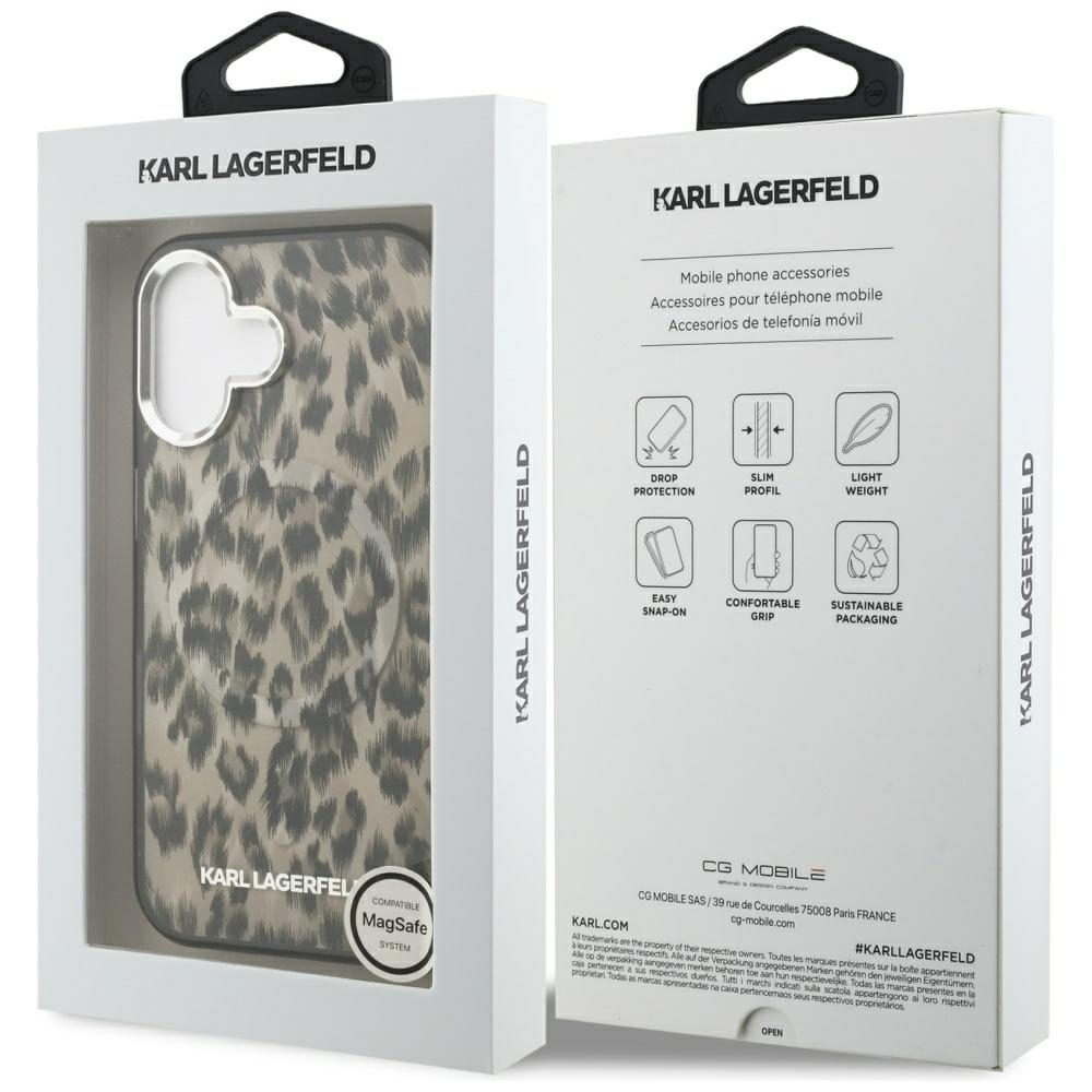 199180_8 Karl Lagerfeld IML Leopard Pattern MagSafe Case for iPhone 16 - Browneng