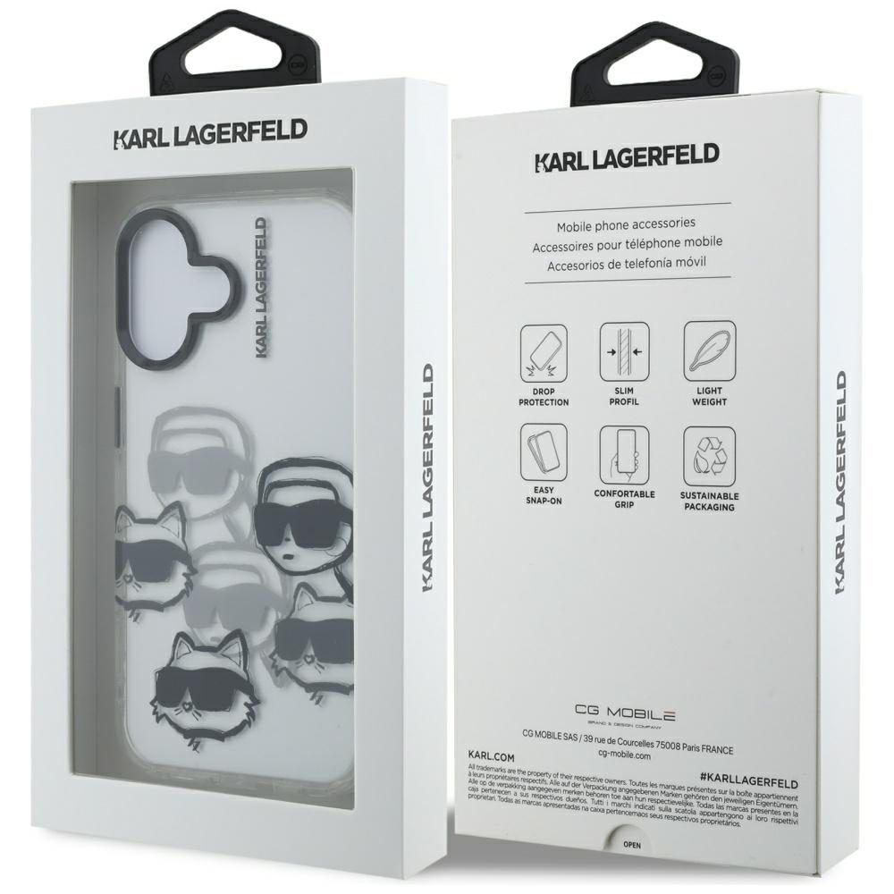 Karl Lagerfeld IML Multi K&C Head Pattern Case for iPhone 16 - Transparenteng