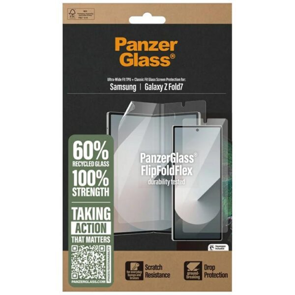 PanzerGlass FlipFoldFlex 2-in-1 Protective Set Classic Fit Glass + Ultra-Wide Fit TPU Film for Samsung Galaxy Fold7eng