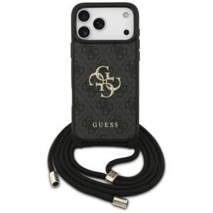199215_1 Guess 4G Big Logo Cord Stap Crossbody Case for iPhone 17 Pro Max - Blackeng