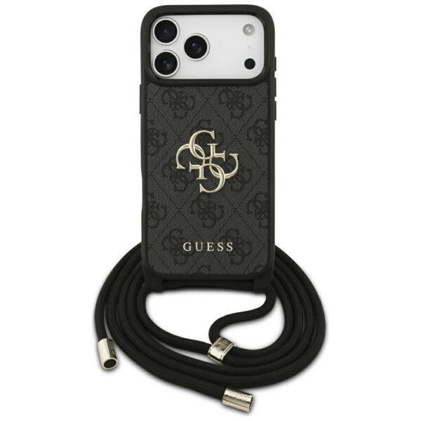 Guess 4G Big Logo Cord Stap Crossbody Case for iPhone 17 Pro Max - Blackeng