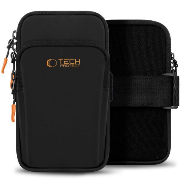 Tech-Protect M7 Universal Sport Armband Case - Black and Orangeeng