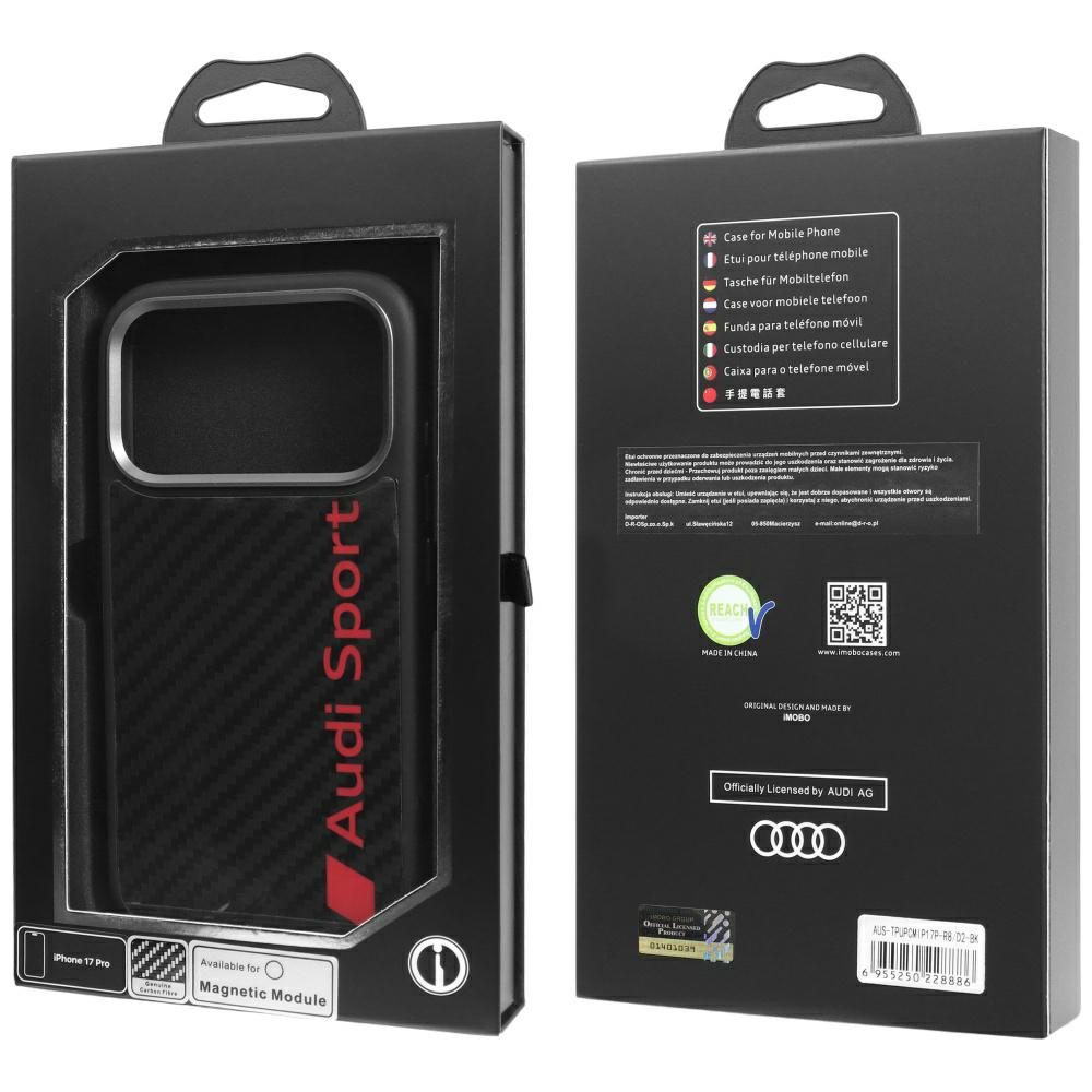 Audi R8 Carbon Fiber MagSafe Case for iPhone 17 Pro - Blackeng