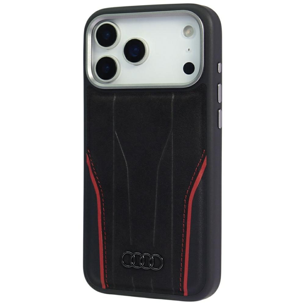 Audi R8 Genuine Leather MagSafe Case for iPhone 17 Pro - Black and Redeng