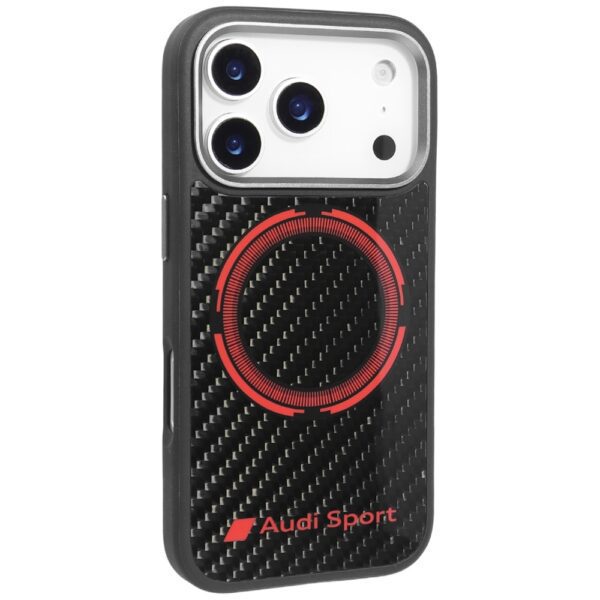 Audi RSQ Carbon Fiber Sport Red Circle MagSafe Case for iPhone 17 Pro - Blackeng