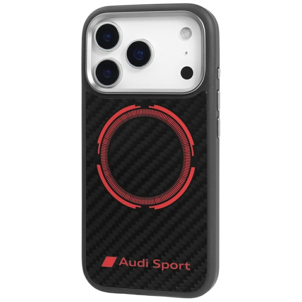 Audi RSQ Carbon Fiber Sport Red Circle MagSafe Case for iPhone 17 Pro - Blackeng