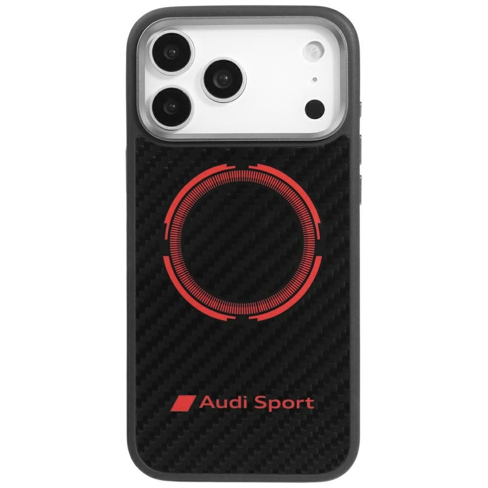 Audi RSQ Carbon Fiber Sport Red Circle MagSafe Case for iPhone 17 Pro Max - Blackeng