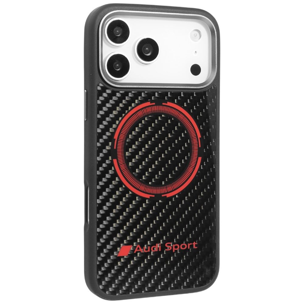Audi RSQ Carbon Fiber Sport Red Circle MagSafe Case for iPhone 17 Pro Max - Blackeng