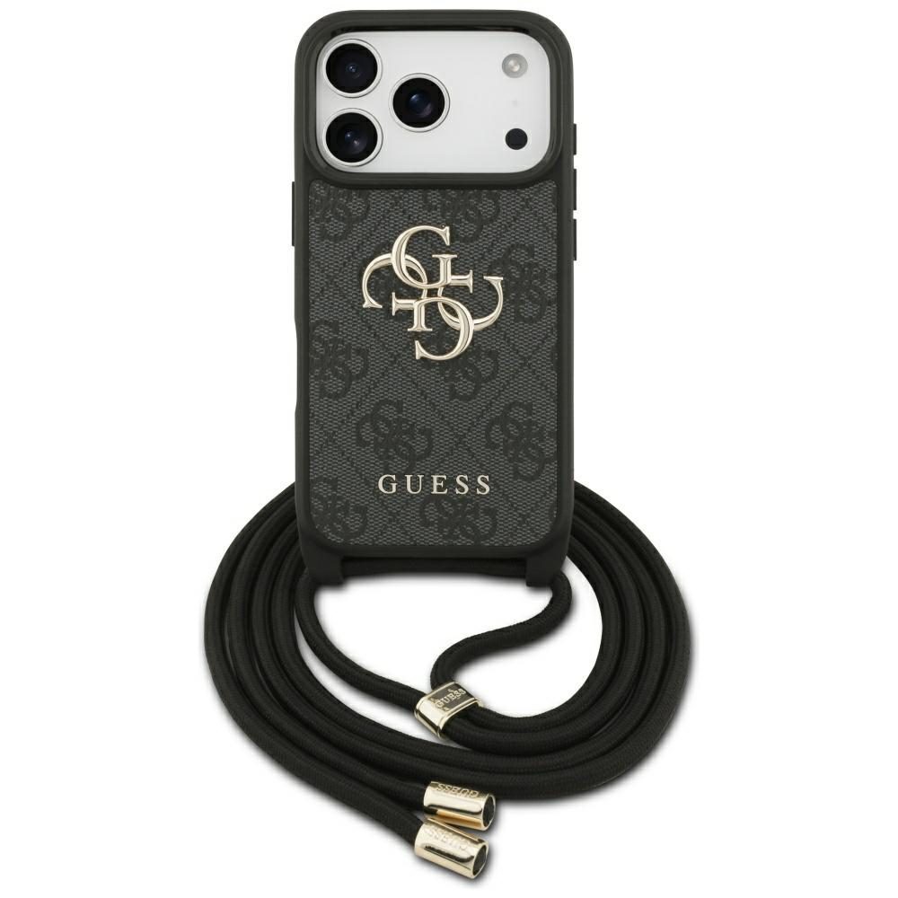 Guess 4G Big Logo Cord Stap Crossbody Case for iPhone 17 Pro - Blackeng