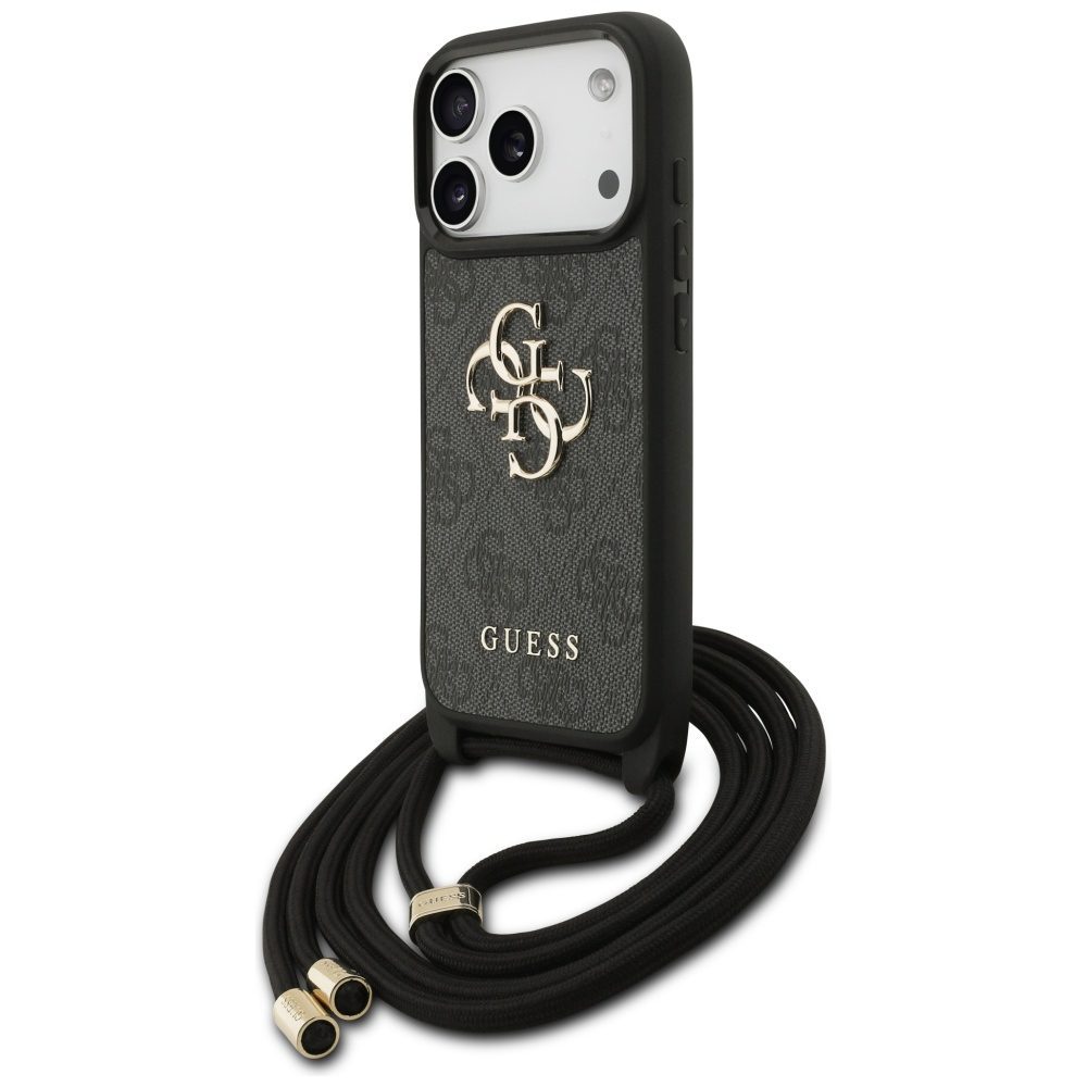 Guess 4G Big Logo Cord Stap Crossbody Case for iPhone 17 Pro - Blackeng