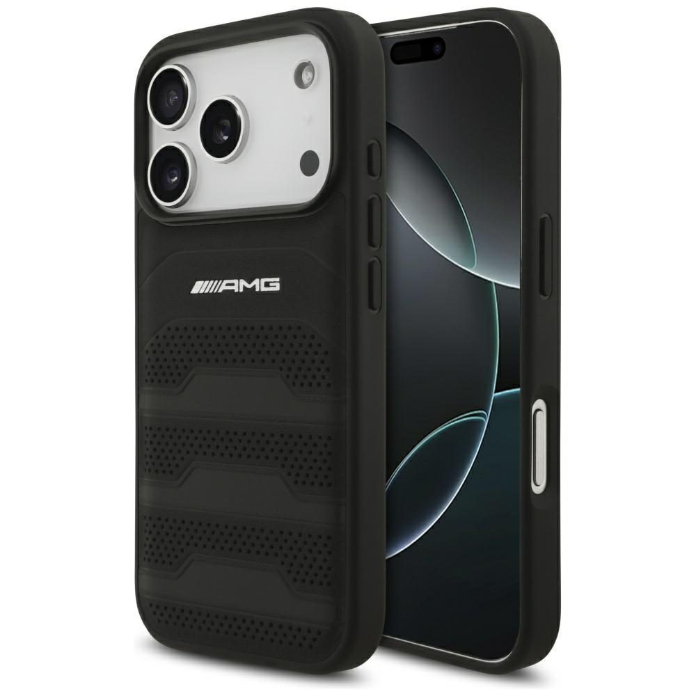 199724_1 AMG Leather Debossed Lines Logo Case for iPhone 17 Pro - Blackeng