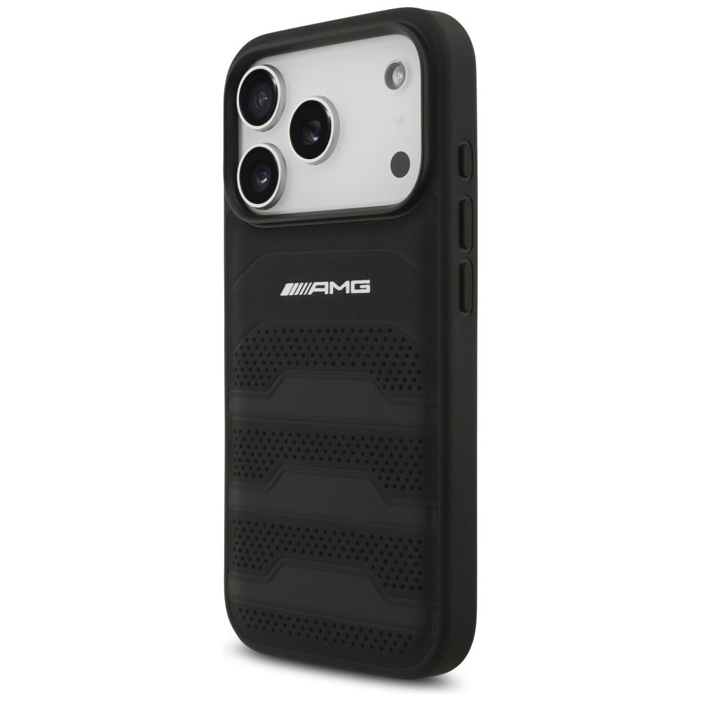 199724_2 AMG Leather Debossed Lines Logo Case for iPhone 17 Pro - Blackeng