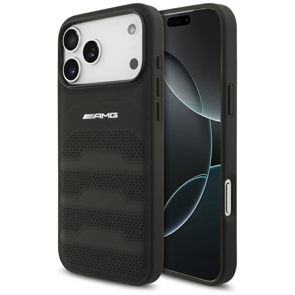 199725_1 AMG Leather Debossed Lines Logo Case for iPhone 17 Pro Max - Blackeng