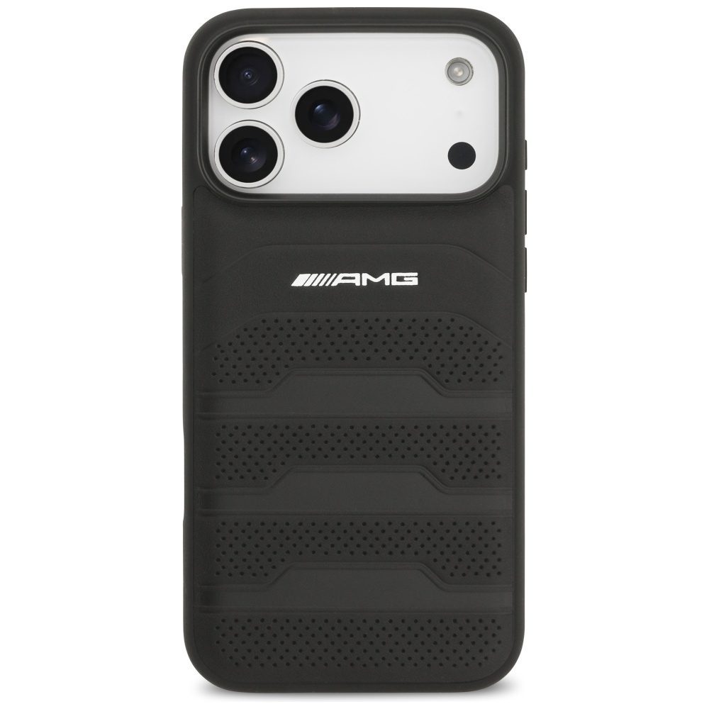 199725_3 AMG Leather Debossed Lines Logo Case for iPhone 17 Pro Max - Blackeng