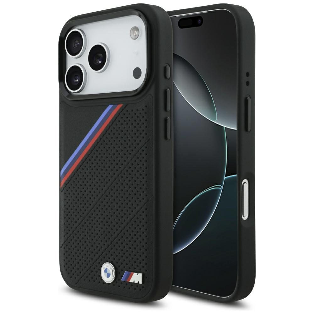BMW M Tricolor Metal Logo MagSafe Case for iPhone 17 Pro - Blackeng
