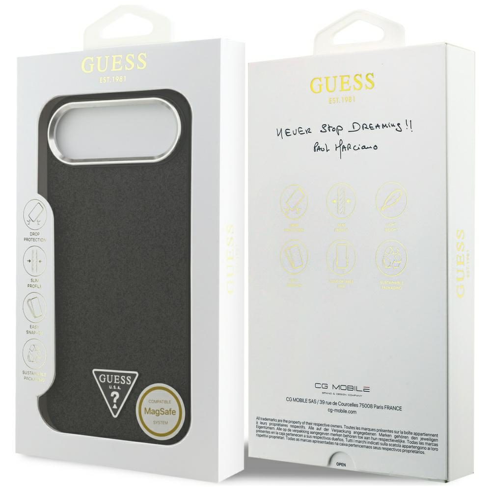 Guess Glitter Triangle Logo MagSafe Case for iPhone 17 Air - Blackeng