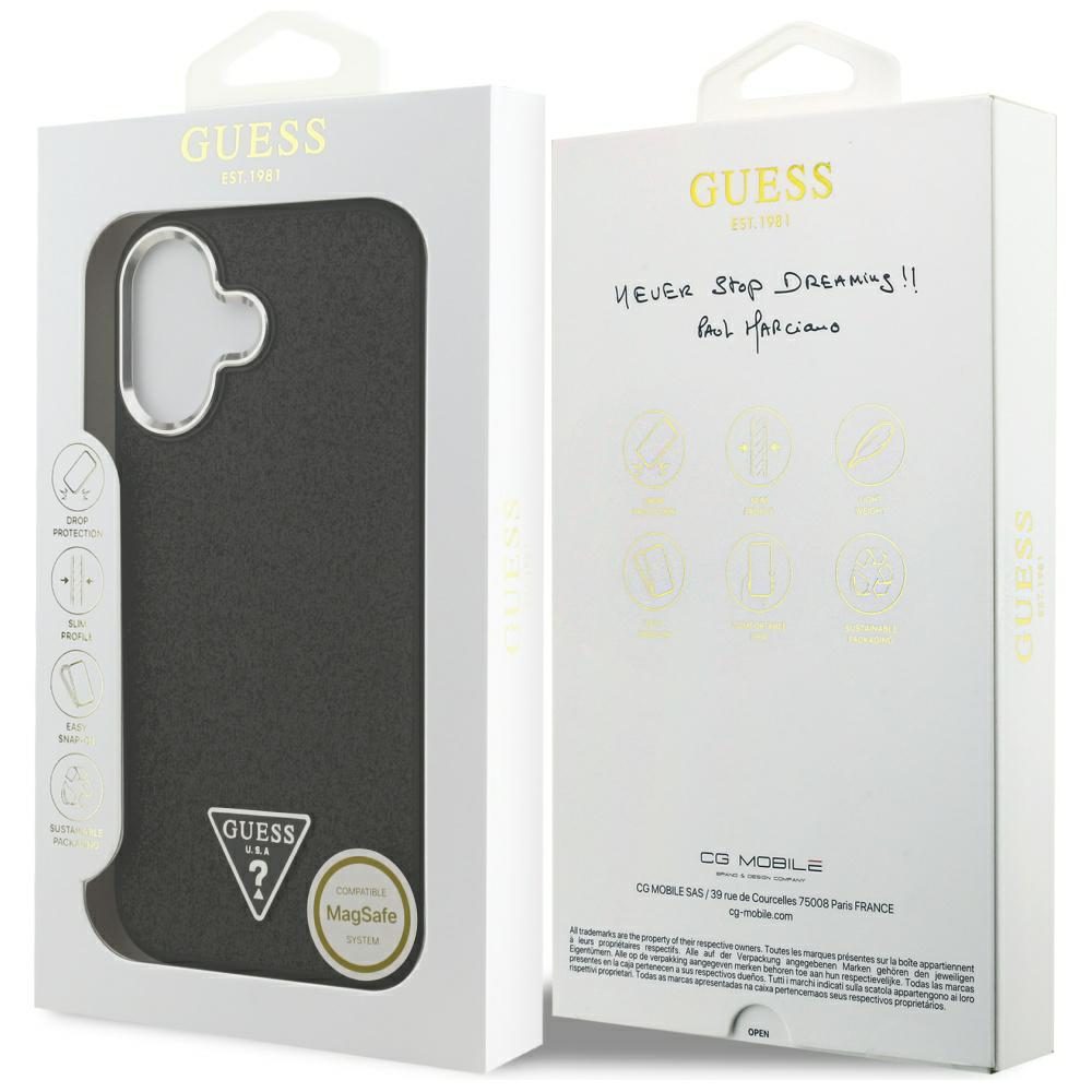 Guess Glitter Triangle Logo MagSafe Case for iPhone 17 - Blackeng