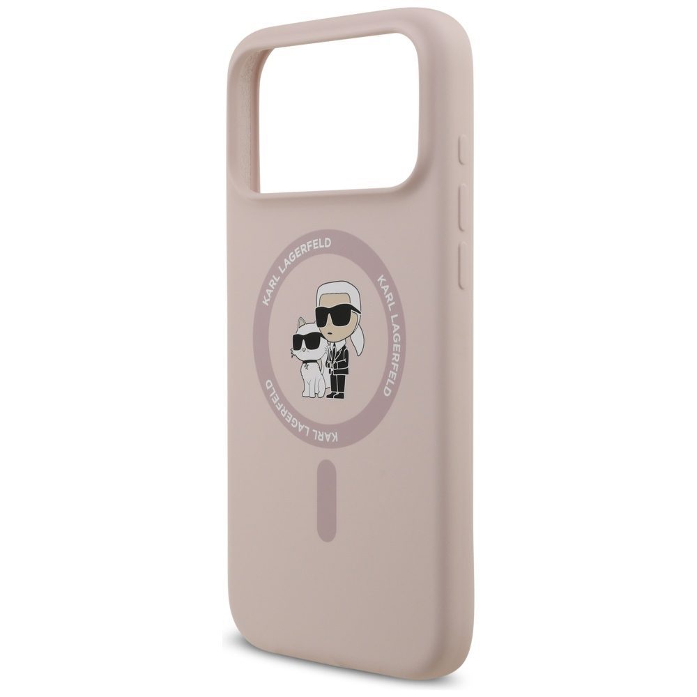 Karl Lagerfeld Silicone Karl&Choupette Ring MagSafe Case for iPhone 17 Pro Max - Pinkeng