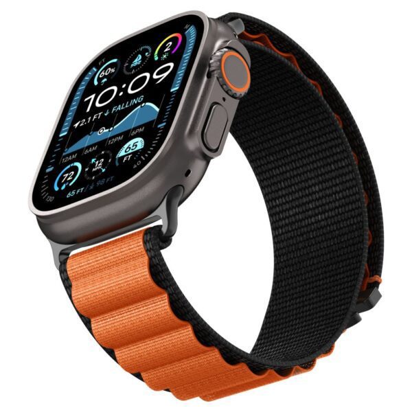 Spigen WBF1 Strap for Apple Watch 44 / 45 / 46 / 49 mm - Black and Orangeeng