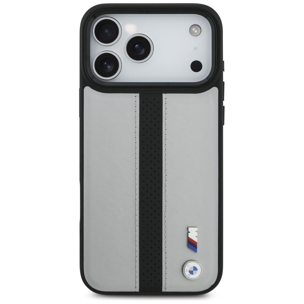 199870_3 BMW M Perforated Stripe Logo MagSafe Case for iPhone 17 Pro Max - Grayeng