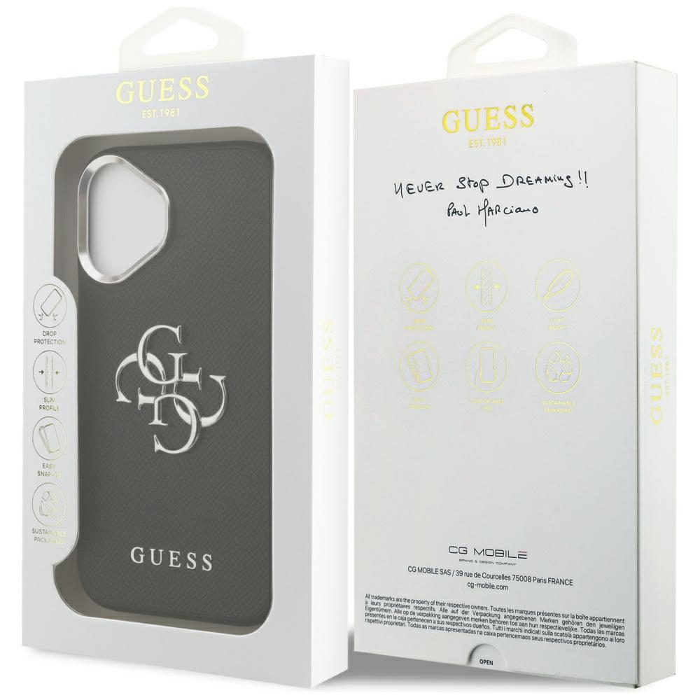 Guess Grained Big 4G Classic Logo case for iPhone 17 - blackeng