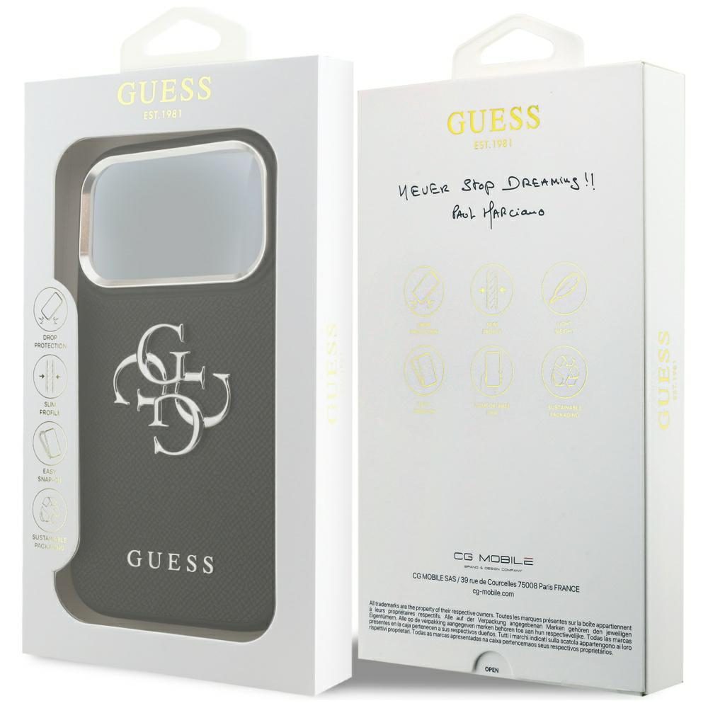 Guess Grained Big 4G Classic Logo case for iPhone 17 Pro - blackeng