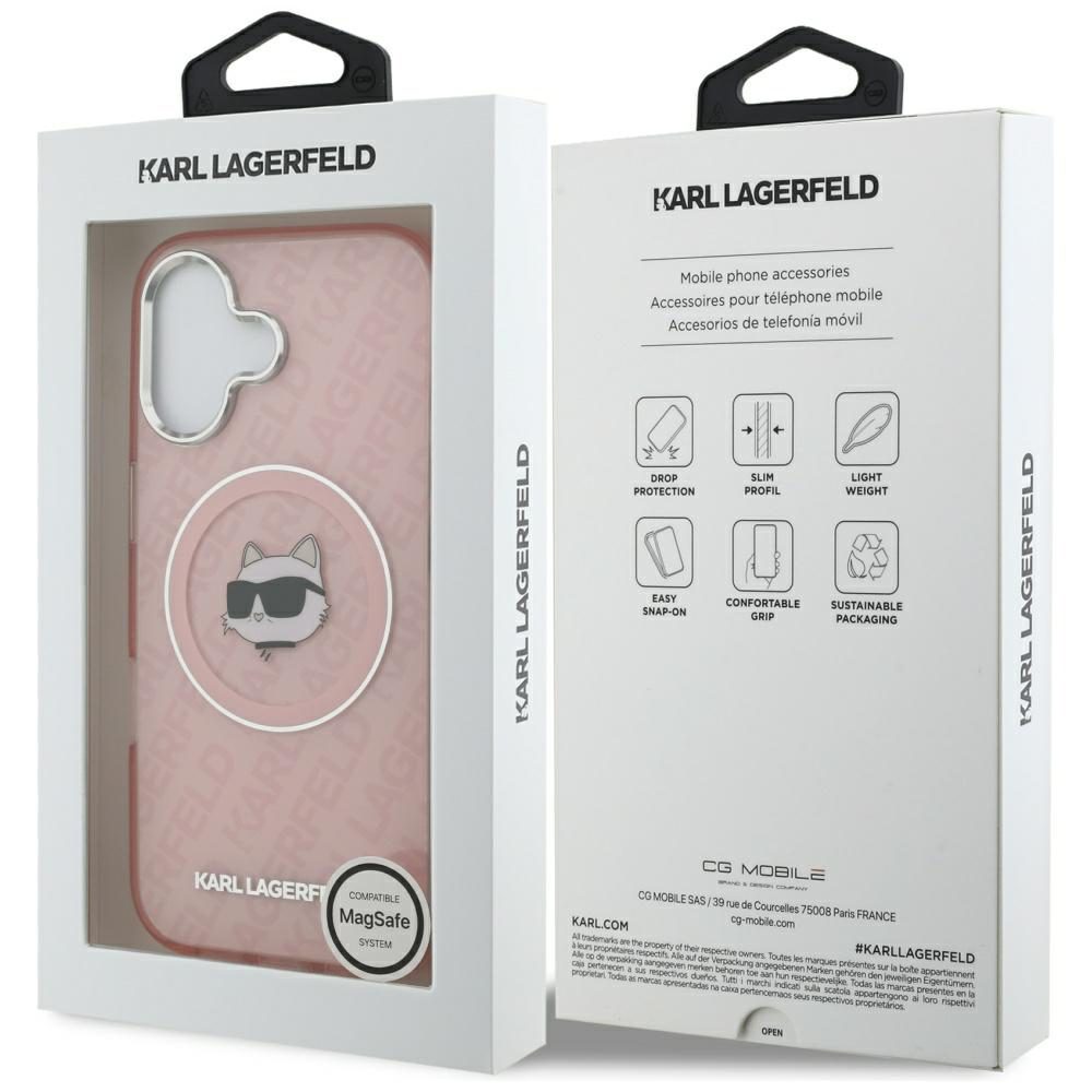 199937_8 Karl Lagerfeld IML Choupette Head Logo MagSafe iPhone 17 Case - Pinkeng