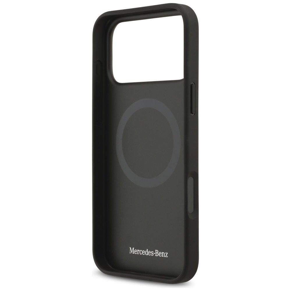 Mercedes Leather Large Laurel Leave MagSafe Case for iPhone 17 Pro Max - Black and Grayeng