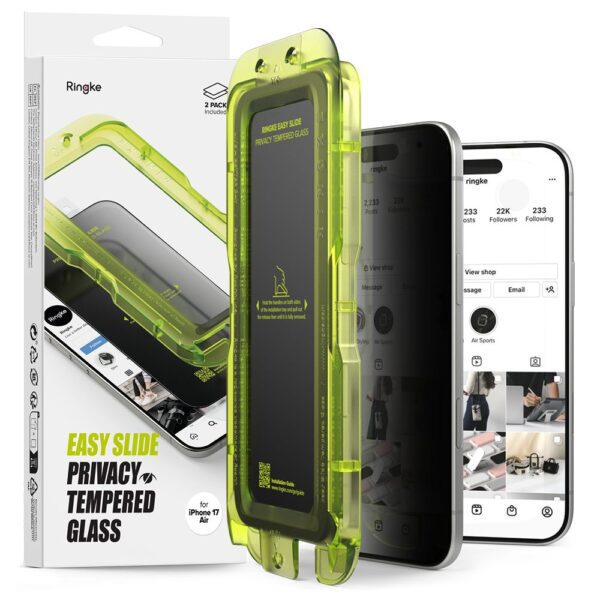 CREATOR: gd-jpeg v1.0 (using IJG JPEG v62), quality = 80 Ringke Easy Slide 2-pack Privacy Glass for iPhone 17 Air - Blackeng