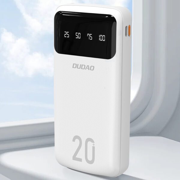 Dudao capacious powerbank with 3 built-in cables 20000mAh USB Type C + micro USB + Lightning white (Dudao K6Pro +)eng