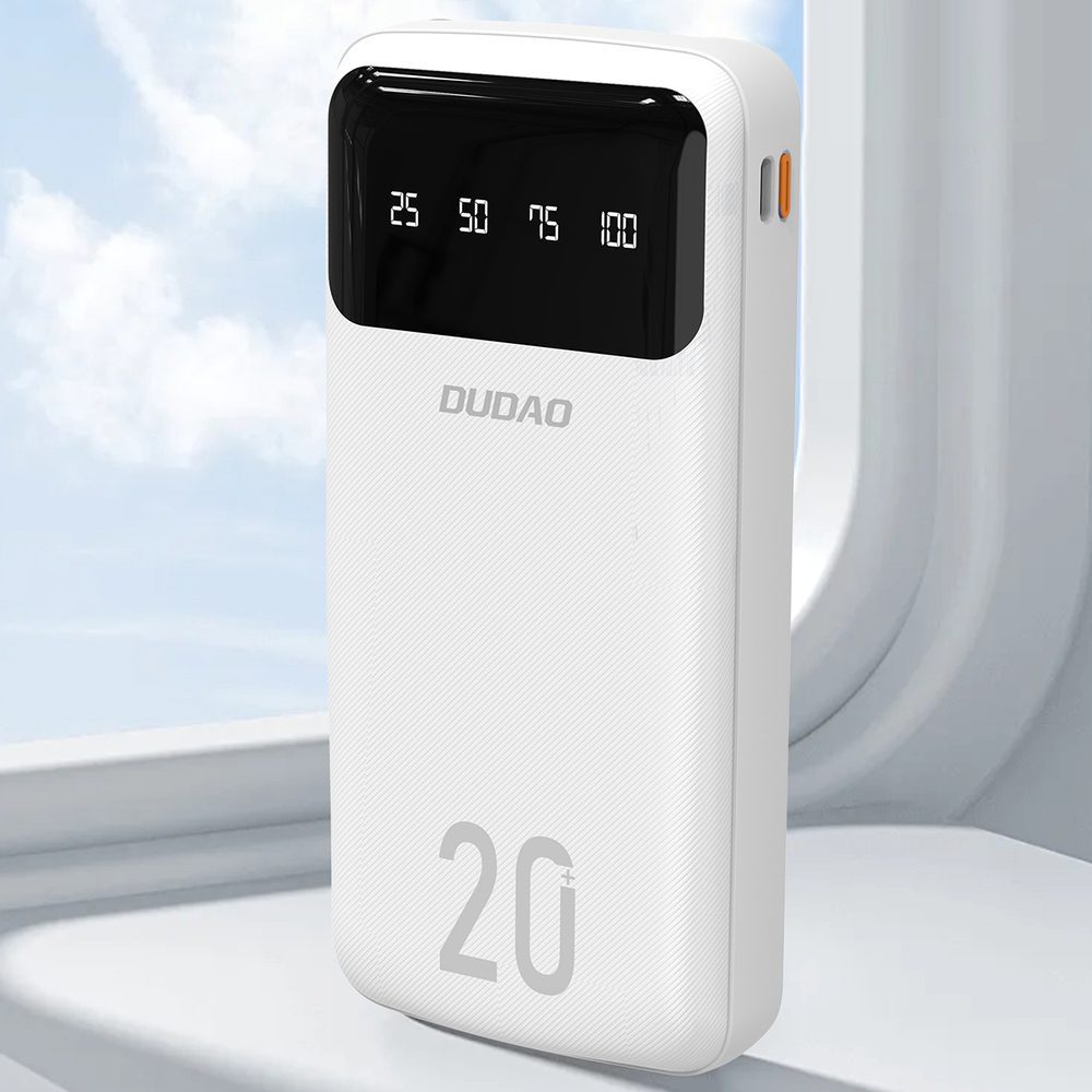 Dudao capacious powerbank with 3 built-in cables 20000mAh USB Type C + micro USB + Lightning white (Dudao K6Pro +)eng