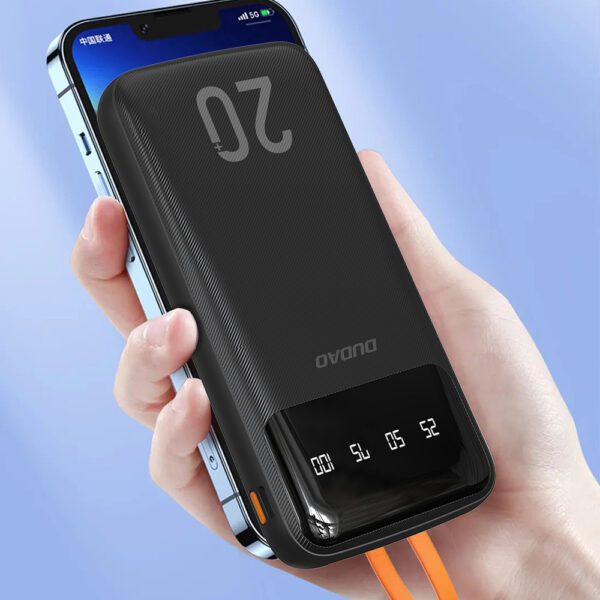 Dudao capacious powerbank with 3 built-in cables 20000mAh USB Type C + micro USB + Lightning black (Dudao K6Pro +)eng