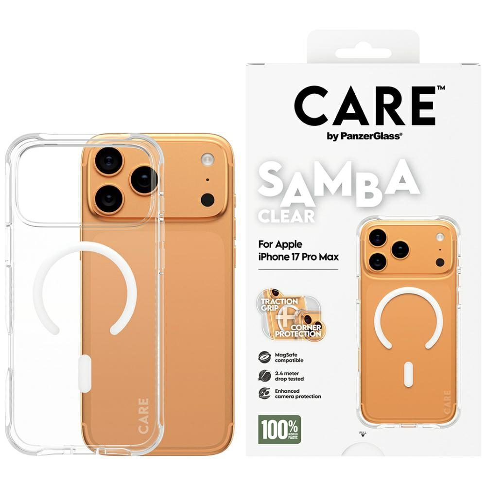 CARE by PanzerGlass Fashionable Samba Case w. White MagSafe for iPhone 17 Pro Max - Transparenteng