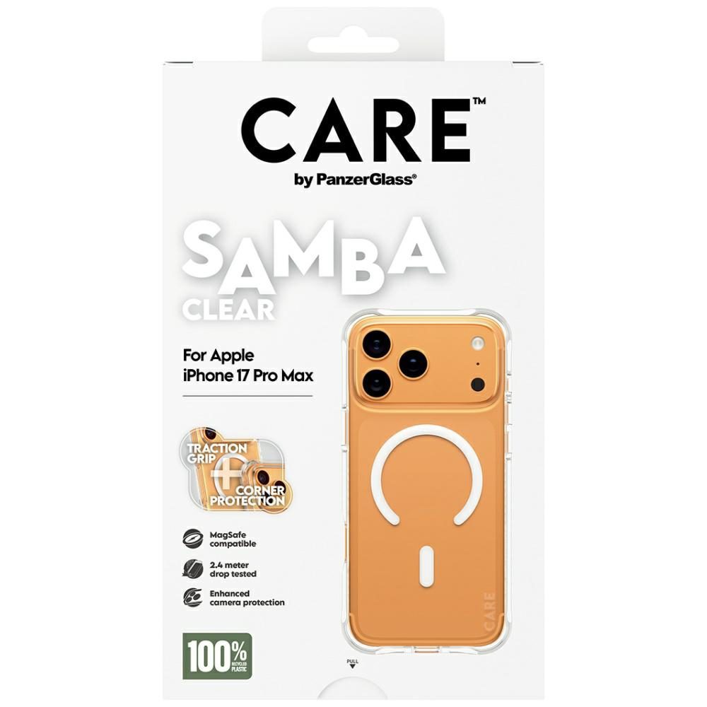 CARE by PanzerGlass Fashionable Samba Case w. White MagSafe for iPhone 17 Pro Max - Transparenteng