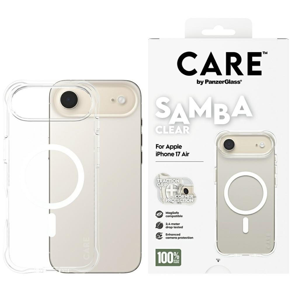 200662_1 CARE by PanzerGlass Fashionable Samba Case w. White MagSafe for iPhone Air - Transparenteng
