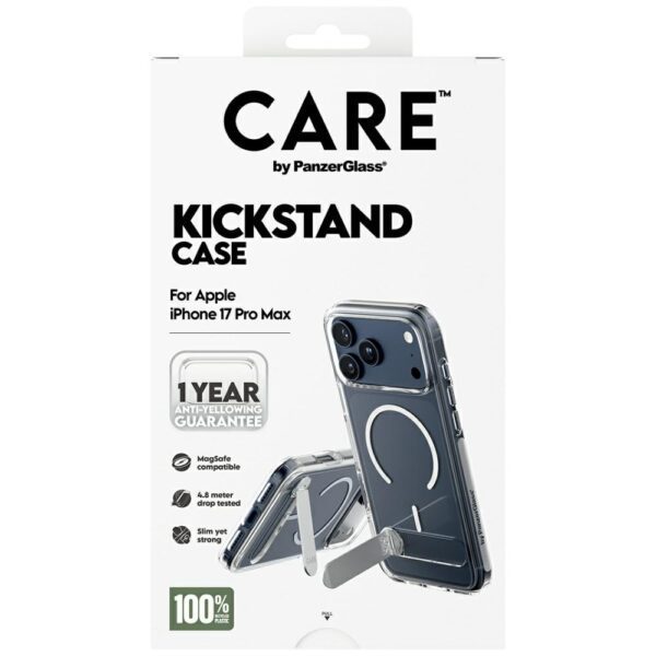 200675_5 CARE by PanzerGlass Feature Case w. Kickstand MagSafe for iPhone 17 Pro Max - Cleareng