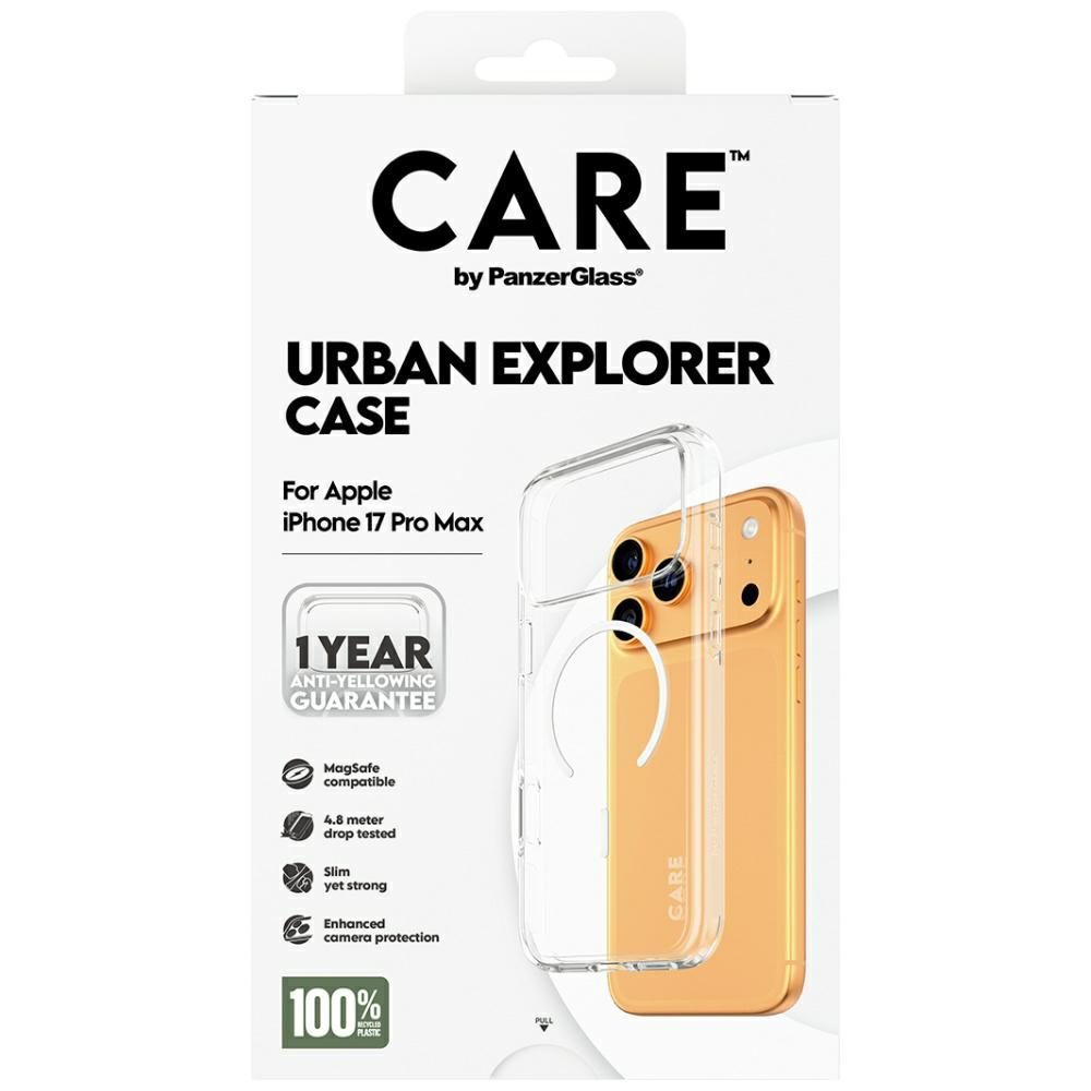 CARE by PanzerGlass Flagship Urban Explorer Case w. White MagSafe for iPhone 17 Pro Max - Transparenteng