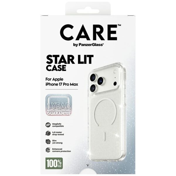 CARE by PanzerGlass Flagship Urban Explorer Case w. White MagSafe for iPhone 17 Pro Max - Clear Glittereng