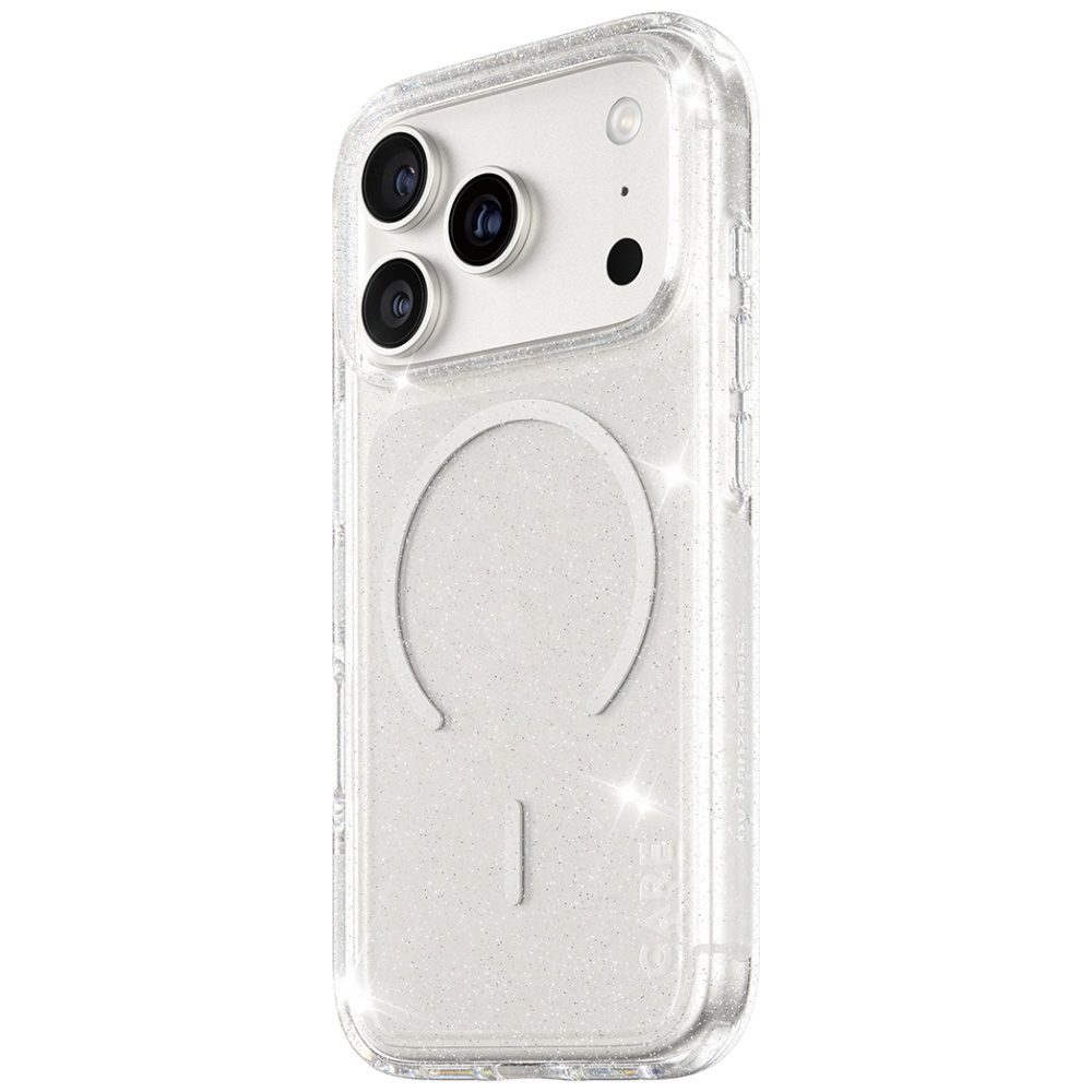 CARE by PanzerGlass Flagship Urban Explorer Case w. White MagSafe for iPhone 17 Pro - Clear Glittereng