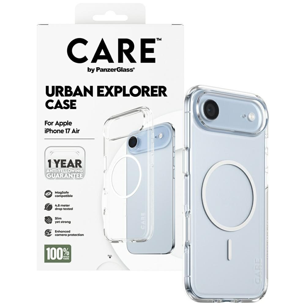 CARE by PanzerGlass Flagship Urban Explorer Case w. White MagSafe for iPhone Air - Transparenteng