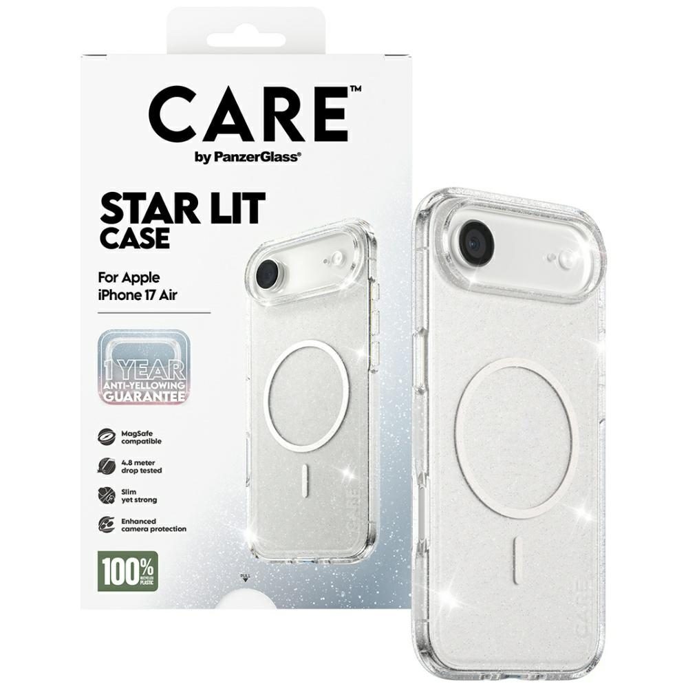 CARE by PanzerGlass Flagship Urban Explorer Case w. White MagSafe for iPhone Air - Clear Glittereng